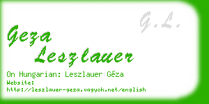 geza leszlauer business card